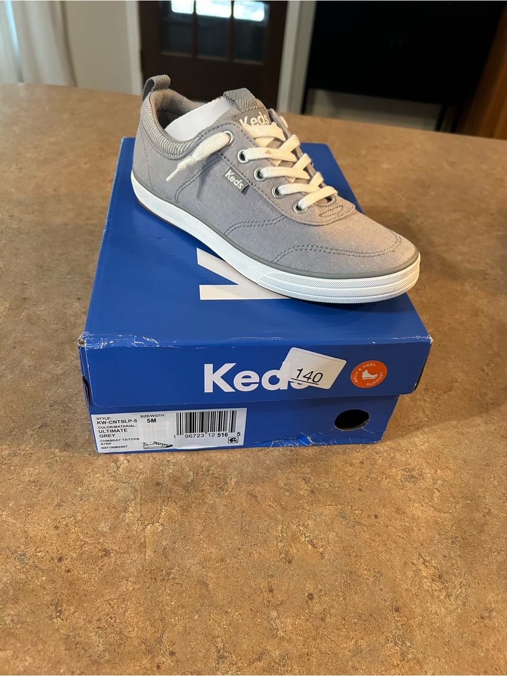 Keds Kids Light Gray Canvas Lace-Up Sneaker